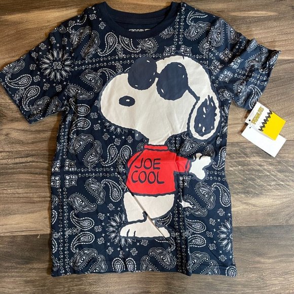 Peanuts Boys Blue‎ Snoopy Joe Cool T-Shirt Size 6/7 - Picture 1 of 2
